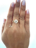 East West Asscher Cut Lab Diamond Engagement Ring