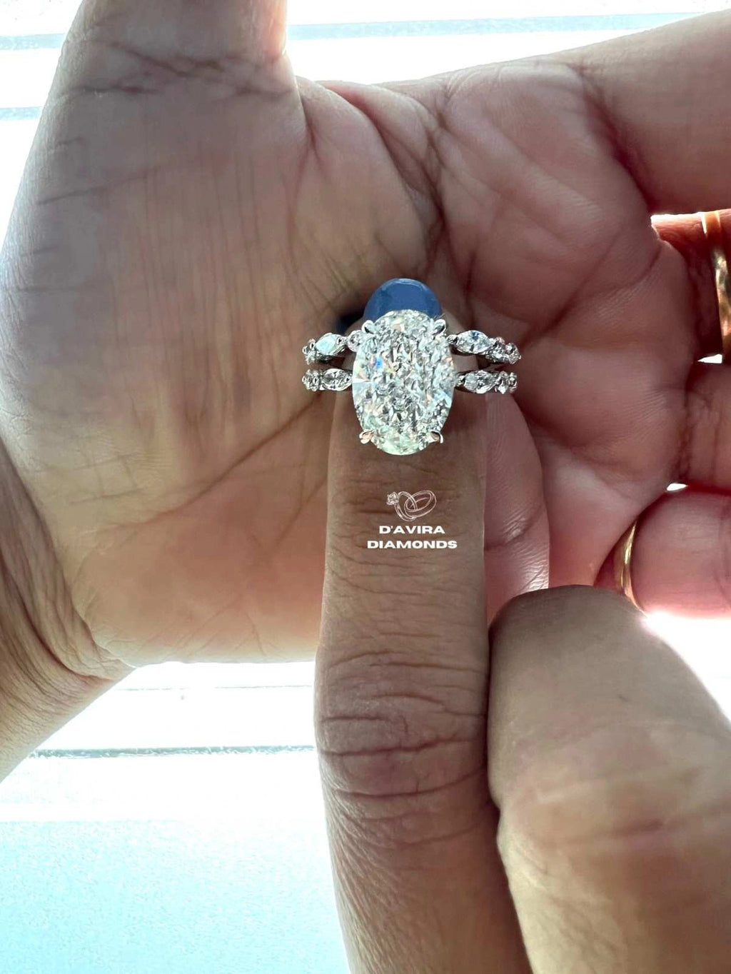 Oval Shape Lab Grown Diamond Hidden Halo Bridal Ring