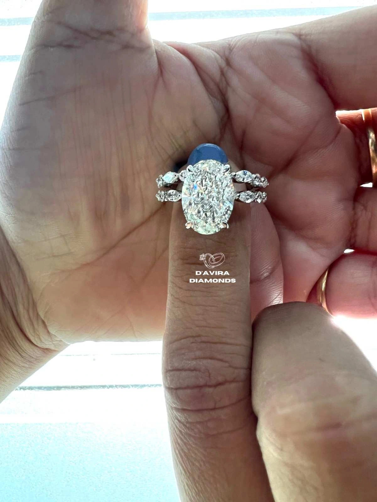 Oval Shape Lab Grown Diamond Hidden Halo Bridal Ring