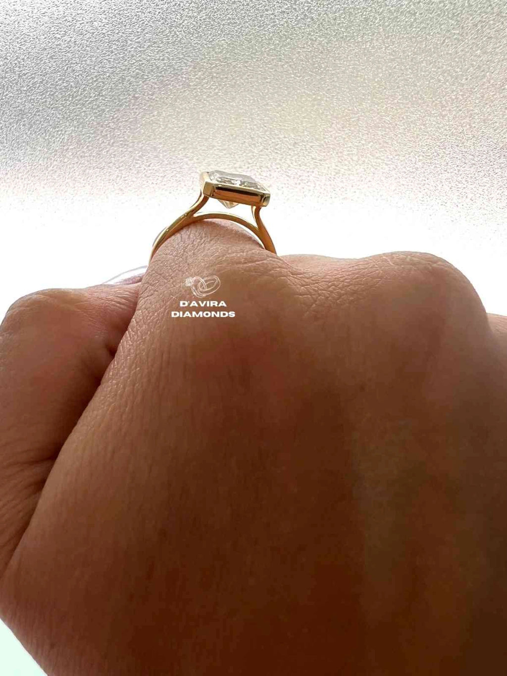 Radiant Cut Bezel Set Lab Diamond Engagement Ring