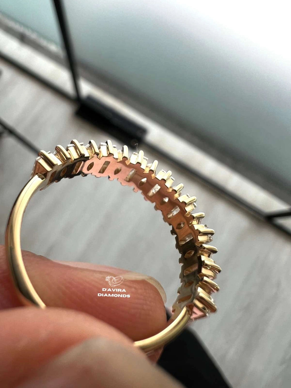 Marquise And Baguette Cut Lab Diamond Half Eternity Band