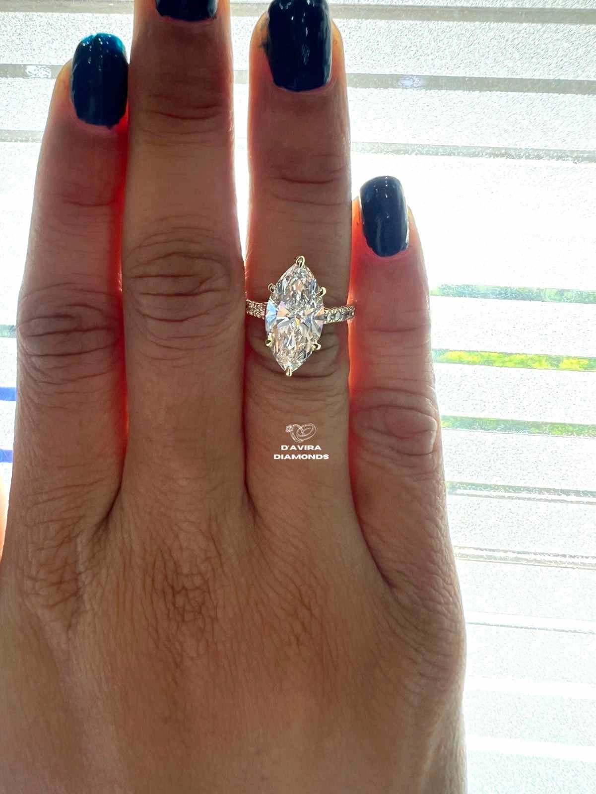 Marquise Cut Pave Set Lab Grown Diamond Ring
