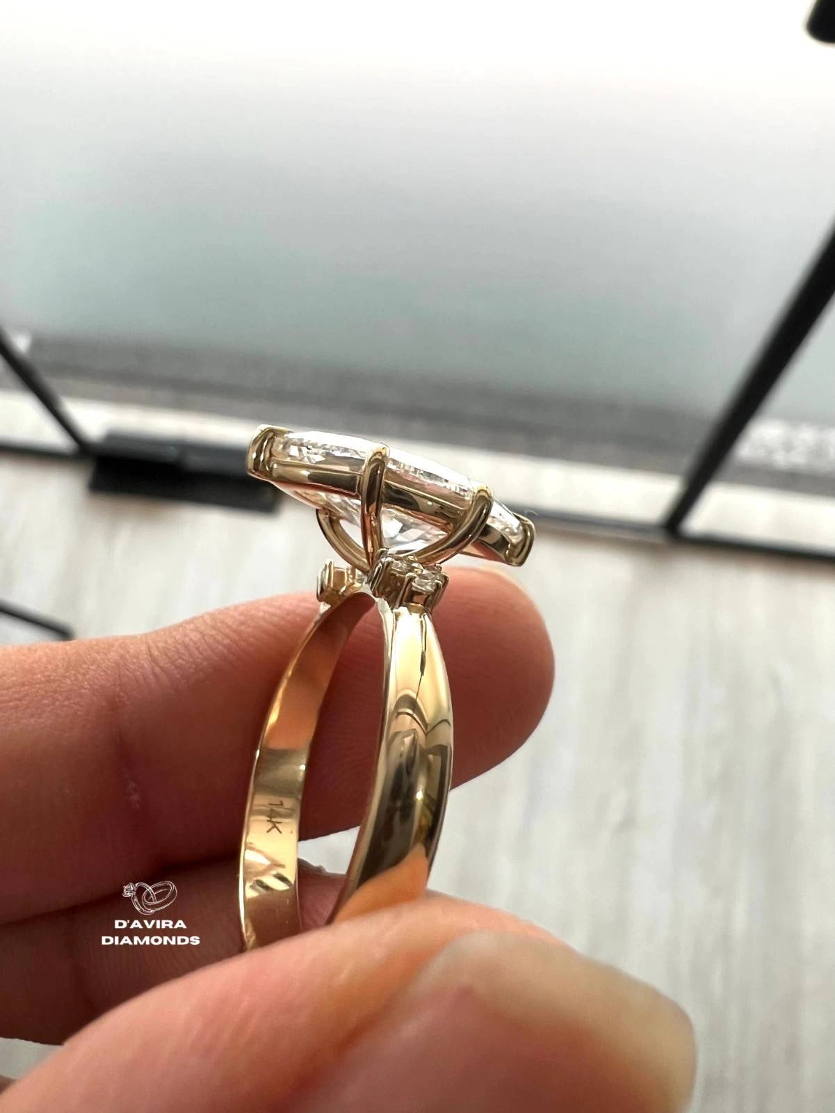 Marquise Cut Cluster Diamond Wedding Ring