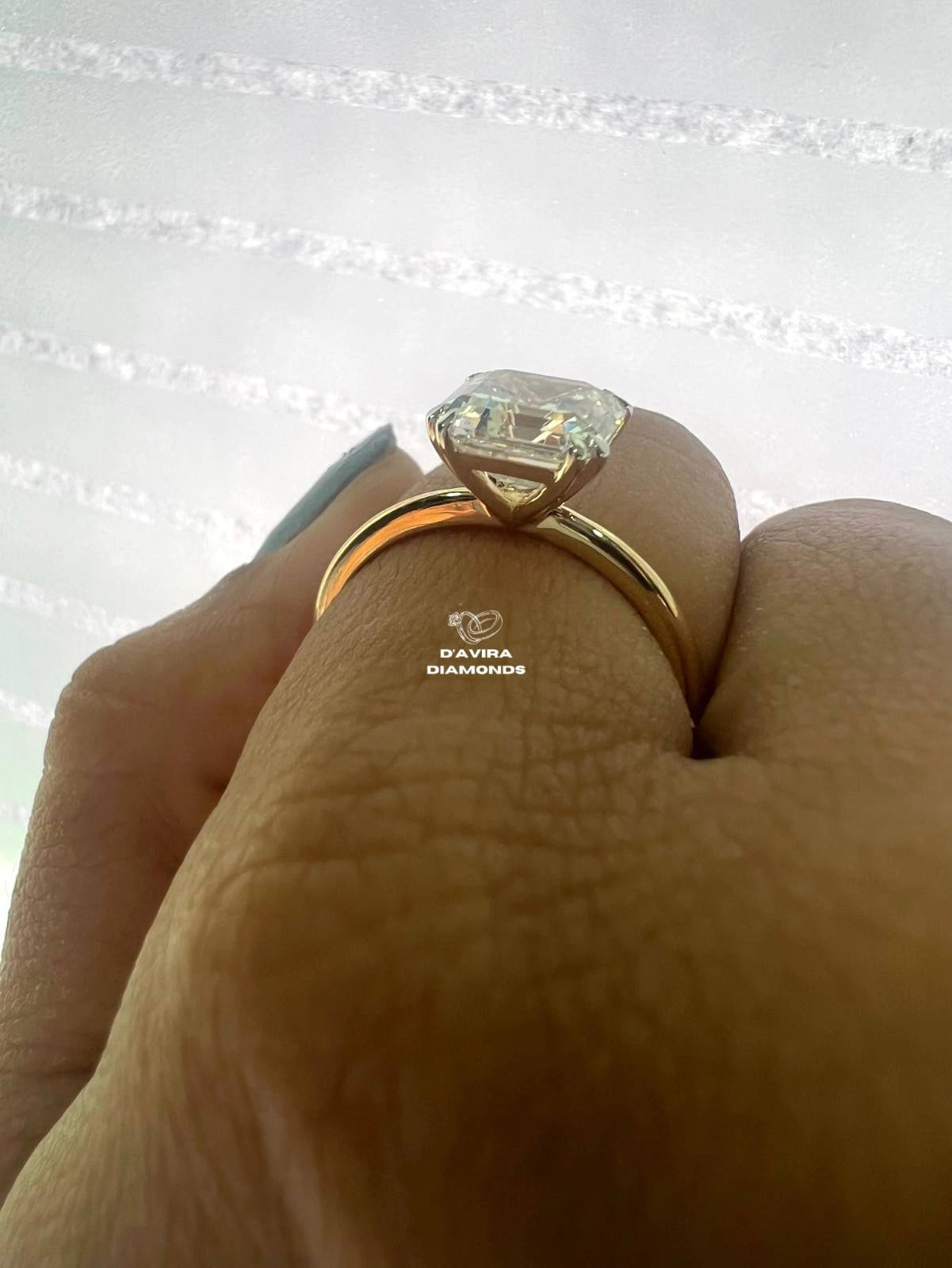 Asscher Cut Solitaire Diamond Engagement Ring