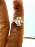 Half Bezel Set Emerald Cut Lab Engagement Ring