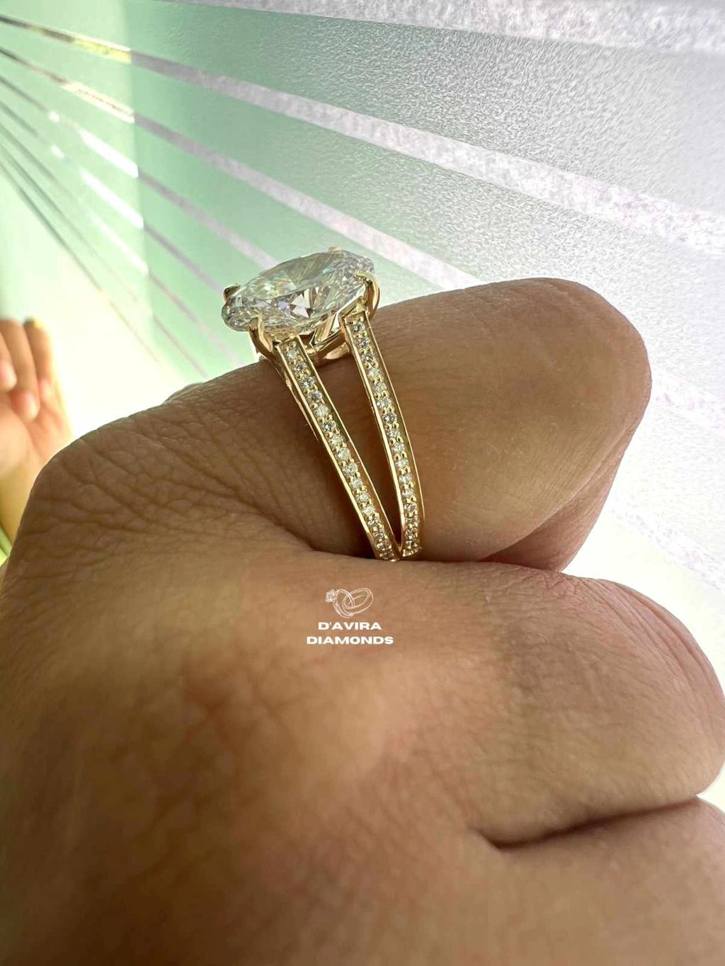 Oval Cut Split Shank Anniversary Ring For Her