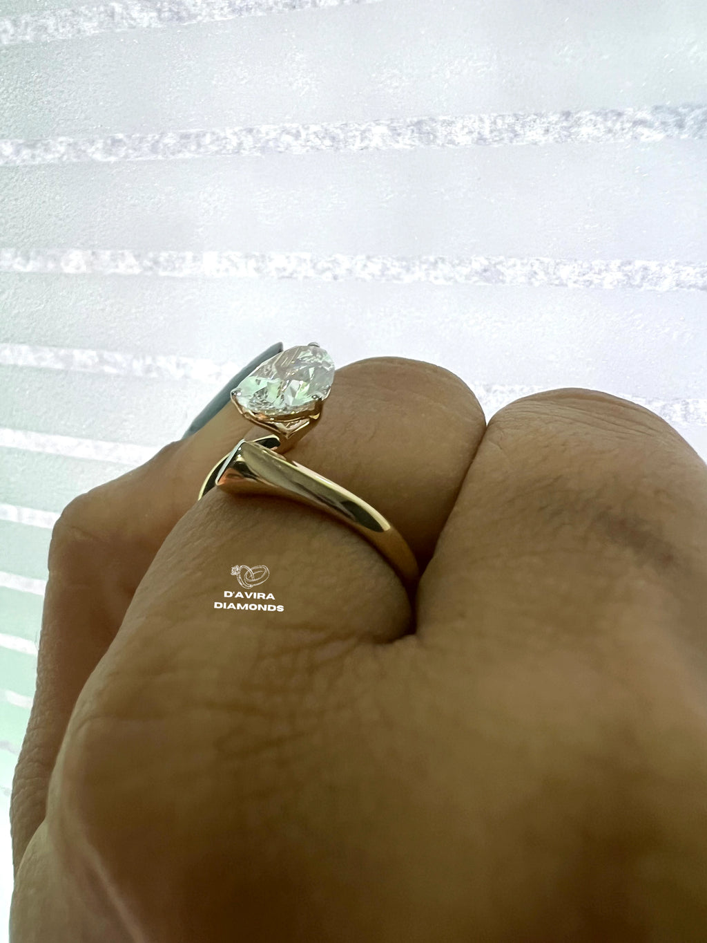 Bypass Pear Cut Bezel Set Wedding Ring