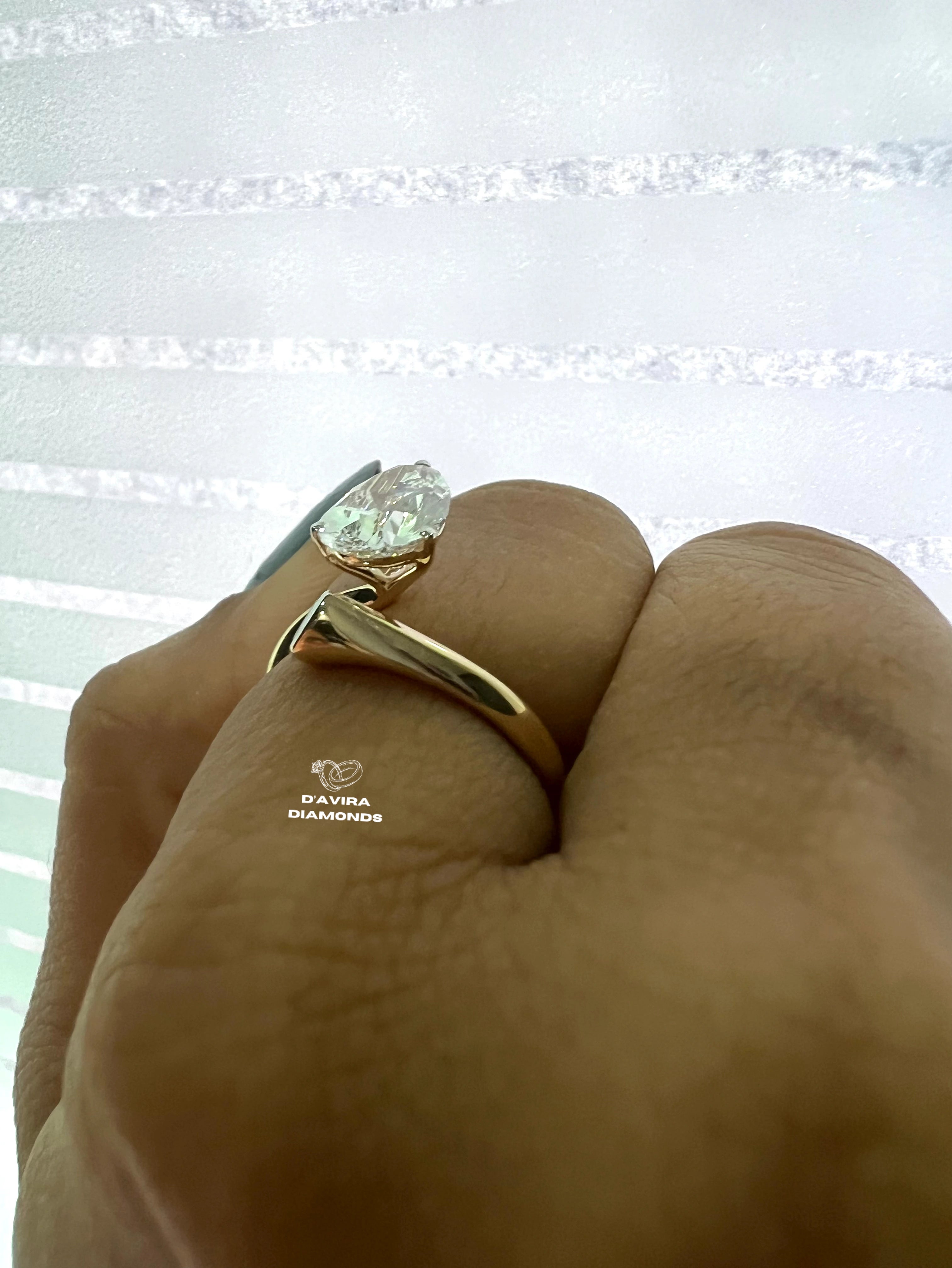 Bypass Pear Cut Bezel Set Wedding Ring