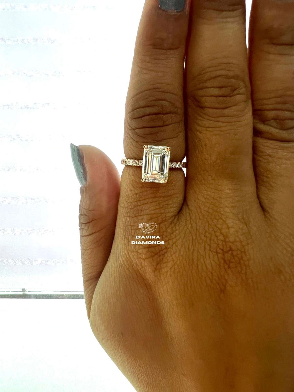 Emerald Solitaire Accent Diamond Anniversary Ring