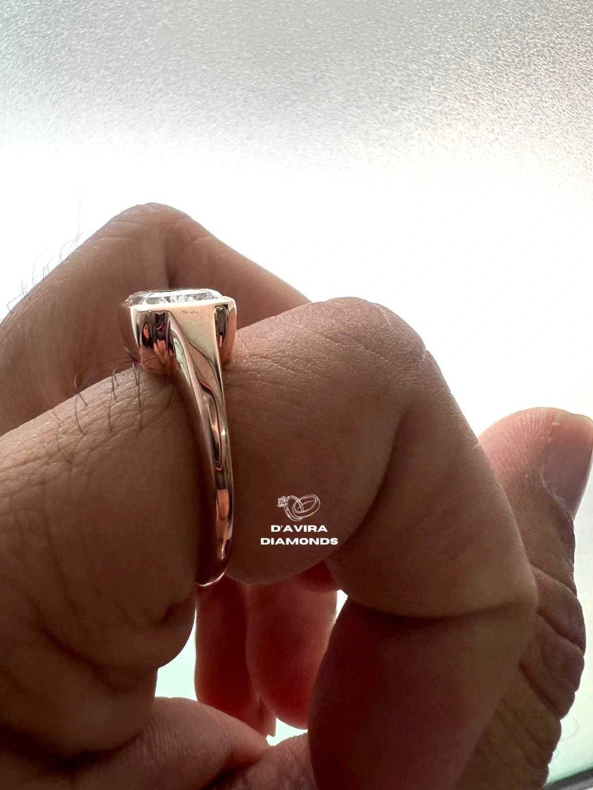 East West Radiant Cut Bezel Set Lab Diamond Ring