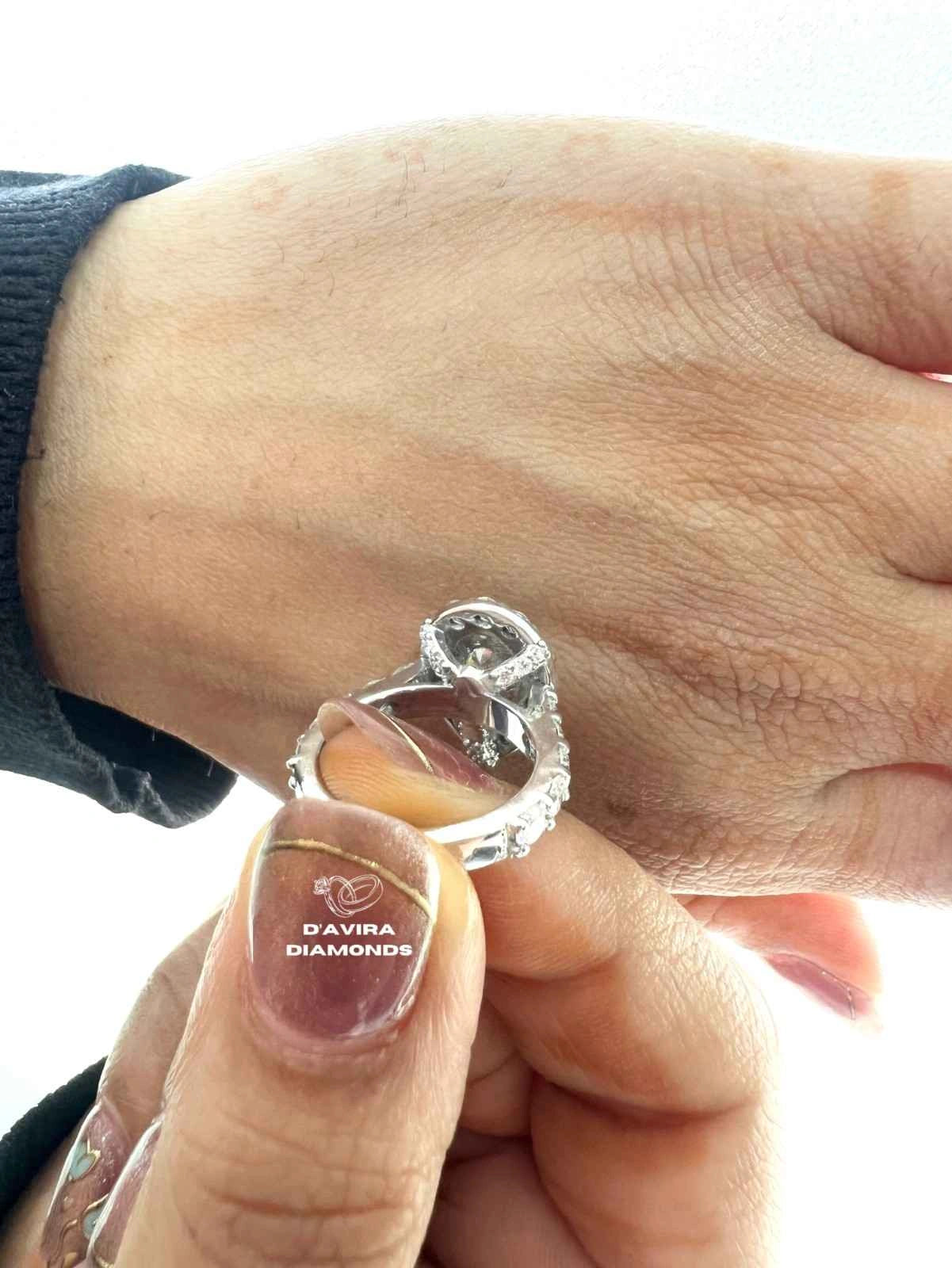 Pear Cut Lab Diamond Halo Wedding Ring For Women