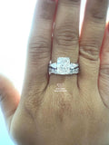 Radiant Cut 3 Stone Bridal Set Lab Grown Diamond Ring