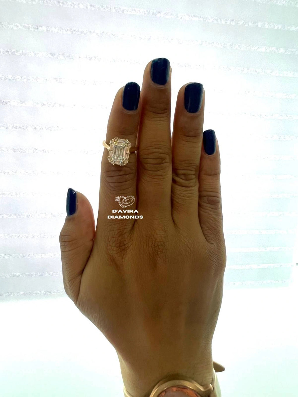 Hidden Halo Emerald Cut Lab Diamond Ring