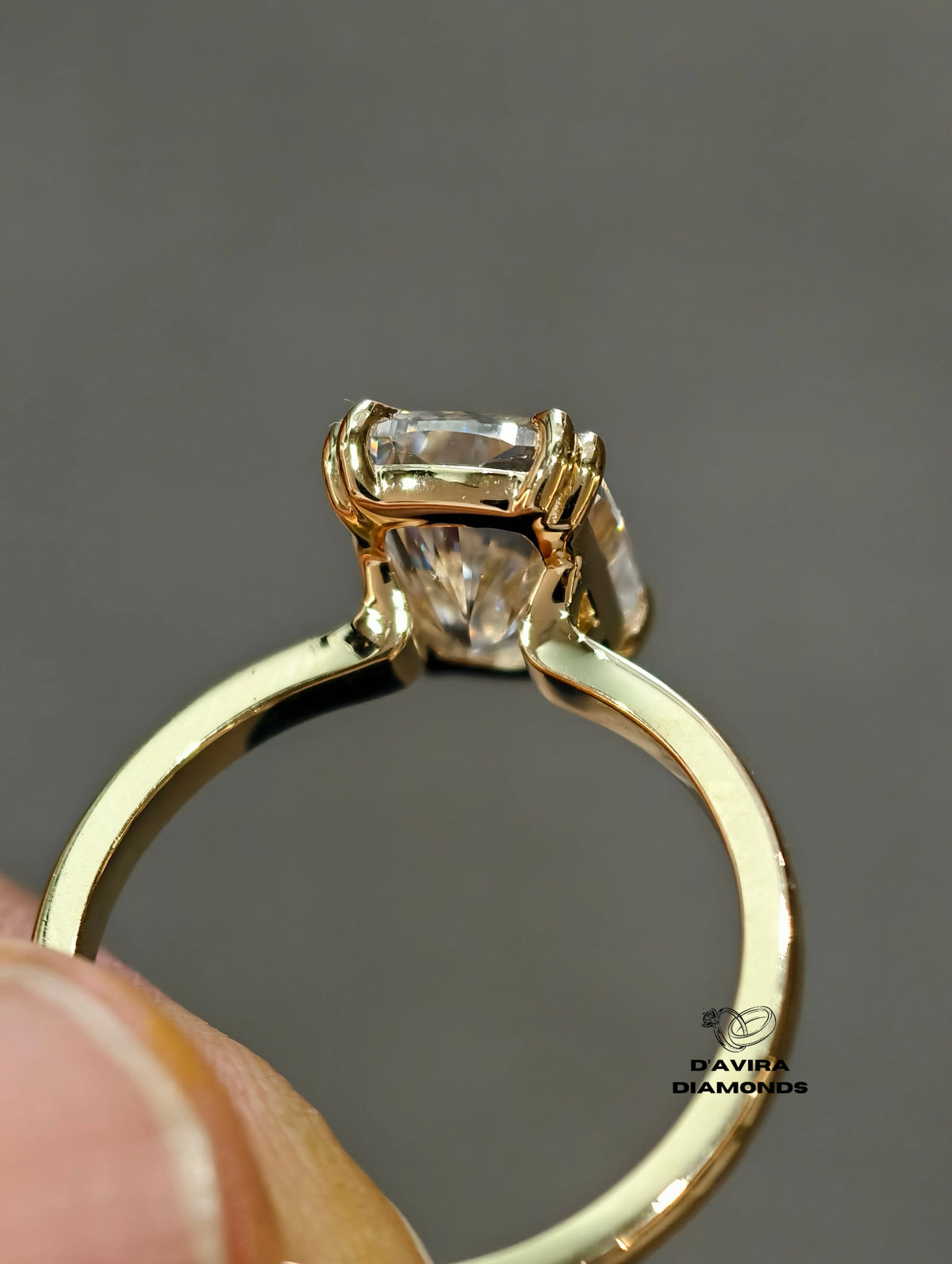 front view claw prong set lab diamond ring