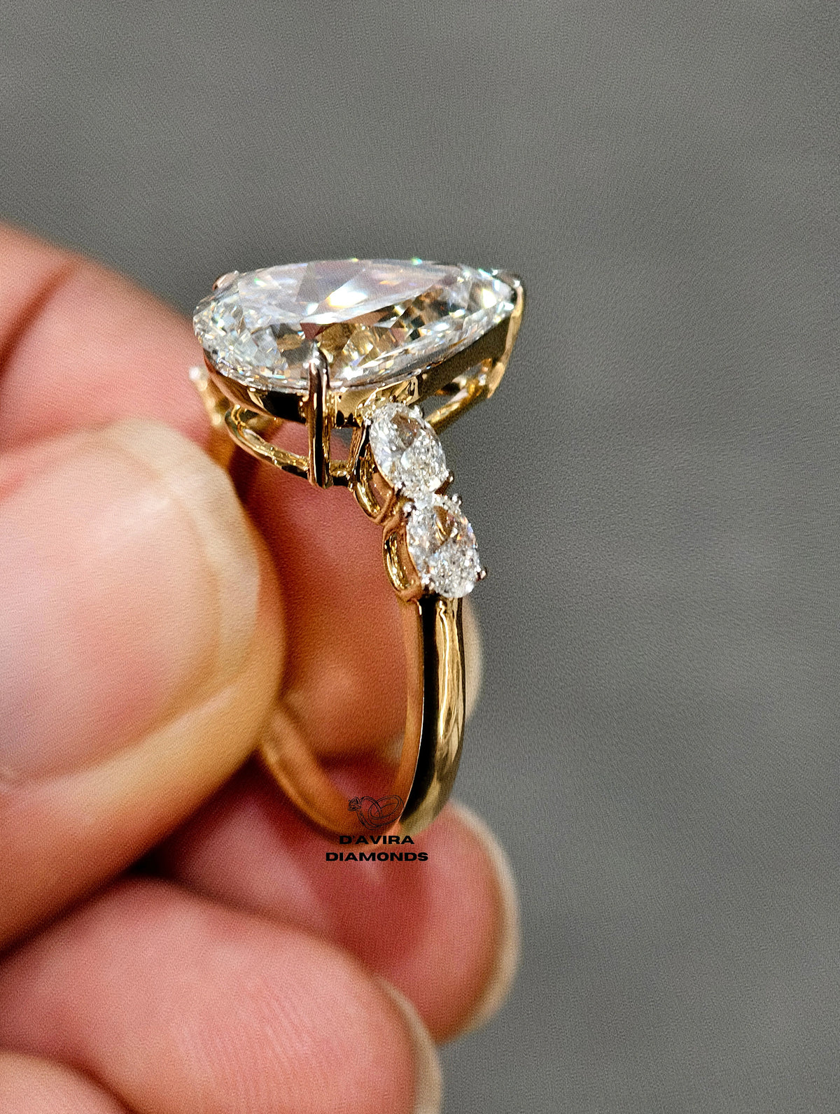 Pear And Oval Cut Lab Diamond Five Stone Ring