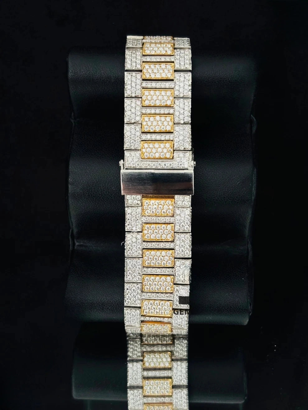 Two Tone Black Baguette Hour Mark Moissanite Watch