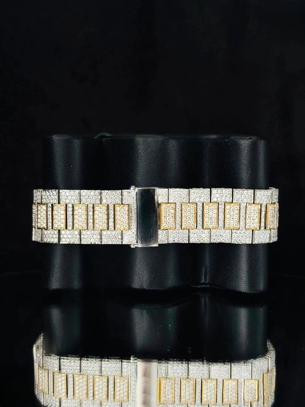 Two Tone Black Baguette Hour Mark Moissanite Watch