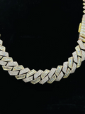 close up of a Men's luxury iced out diamond Cuban link necklace