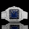 Trendy Royal Blue Dial Moissanite Diamond Studded Watch