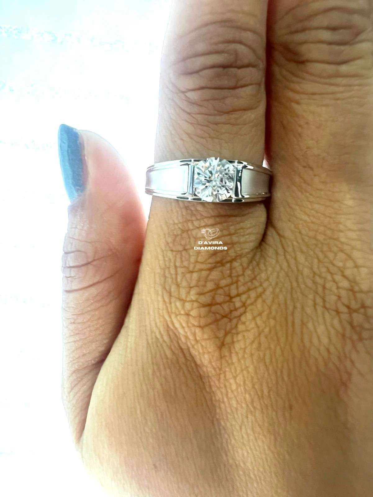 Round Brilliant Cut Solitaire Wedding Ring For Man