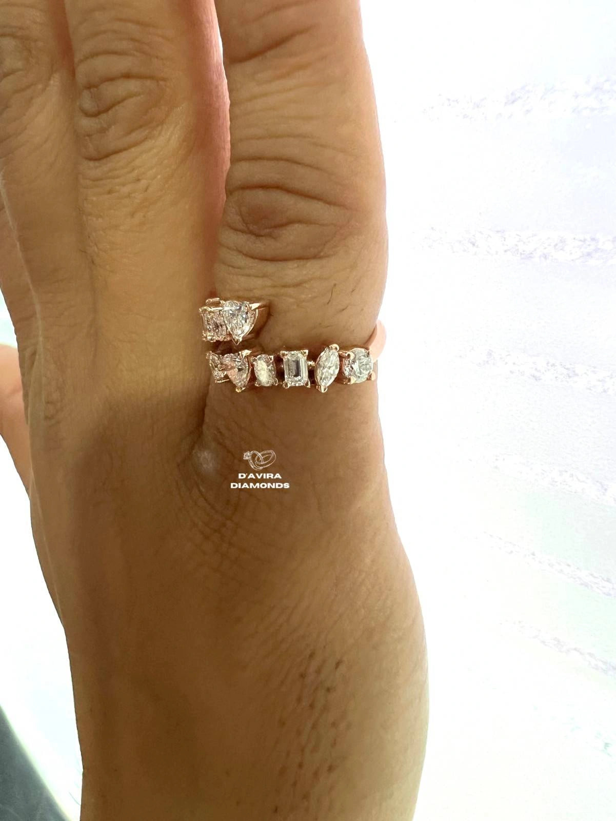 Multi Shape Lab Diamond Bypass Wedding Band