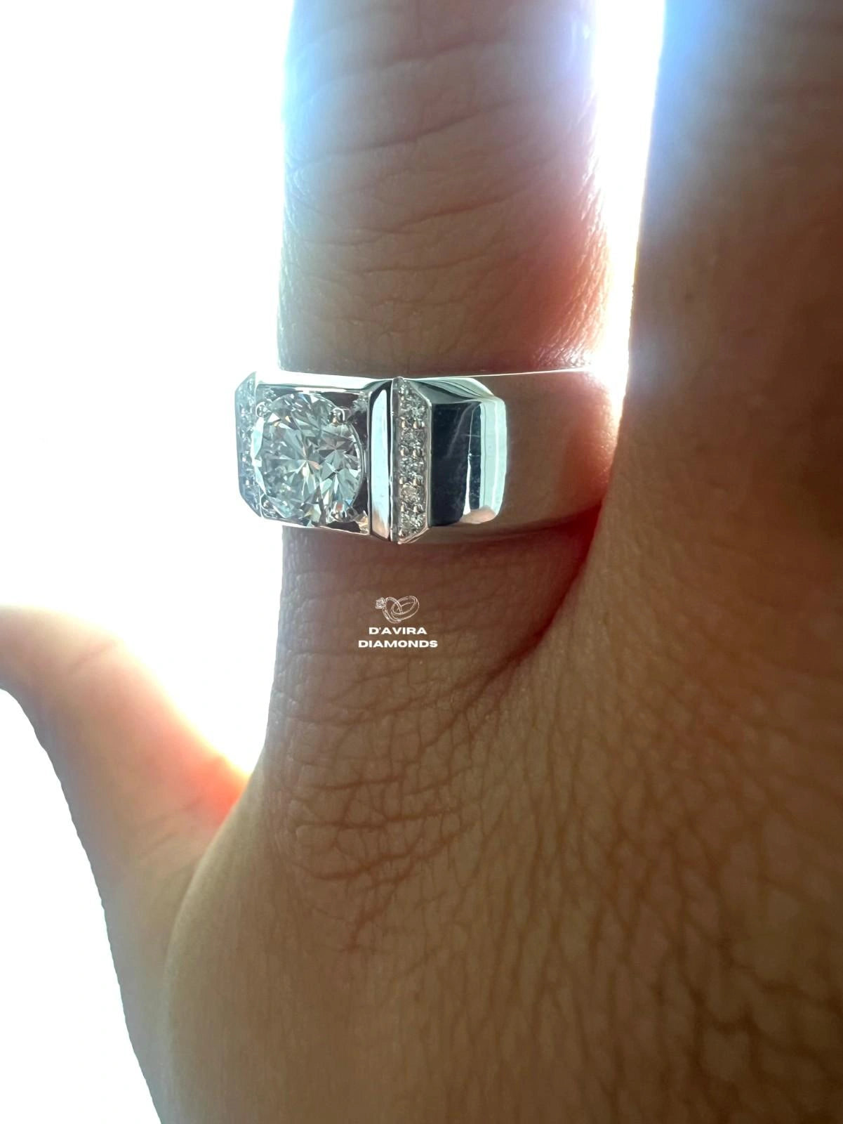 Round Cut Lab Diamond Engagement Ring For Men