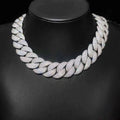 front view of the  Iced out Men's Cuban link chain necklace in silver