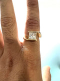 Princess Cut Solitaire Bypass Set Engagement Ring