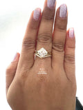 East West Asscher Cut Lab Diamond Wedding Bridal Set