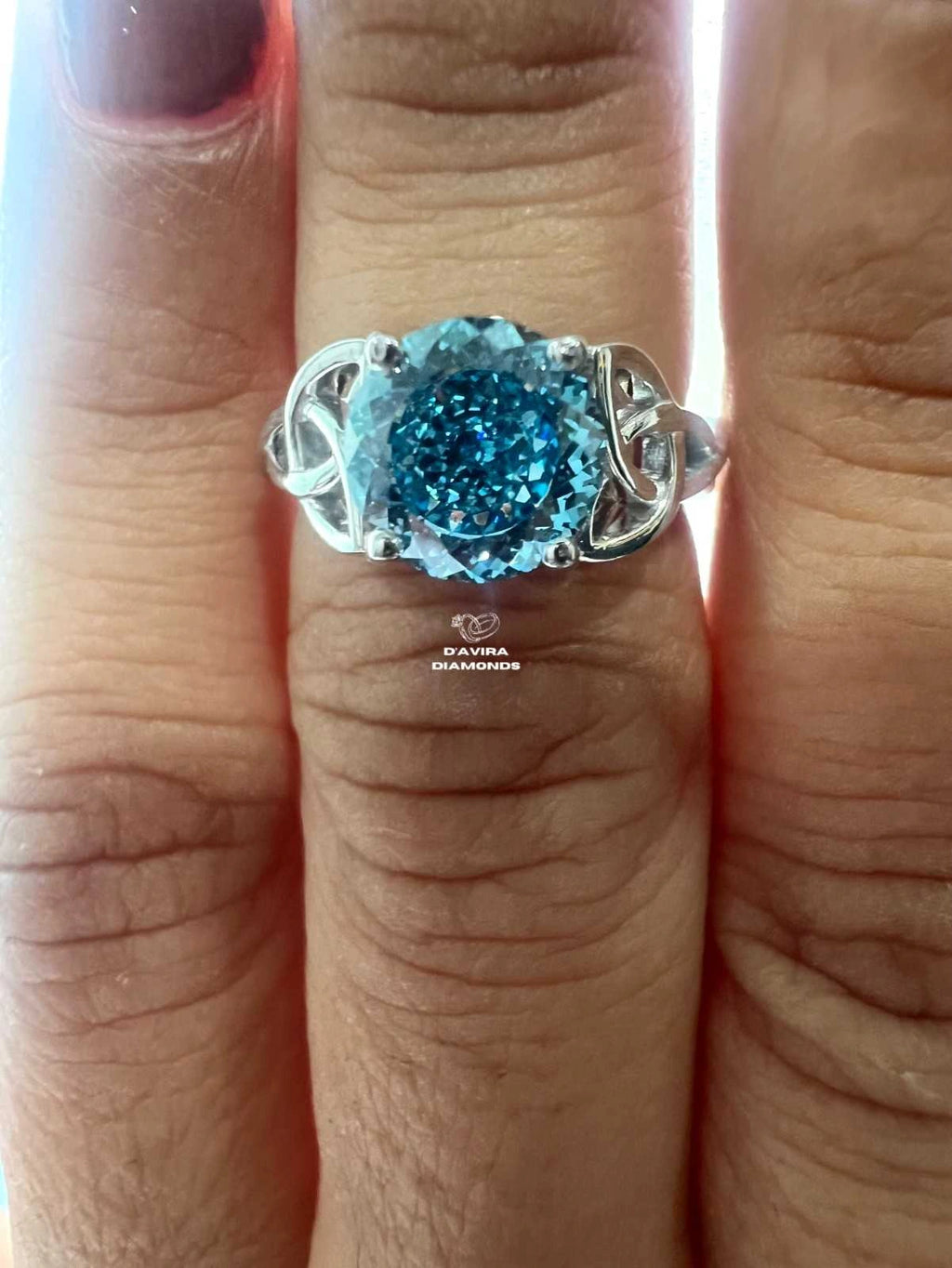 White Gold Wild Stone Round Cut Lab Diamond Ring