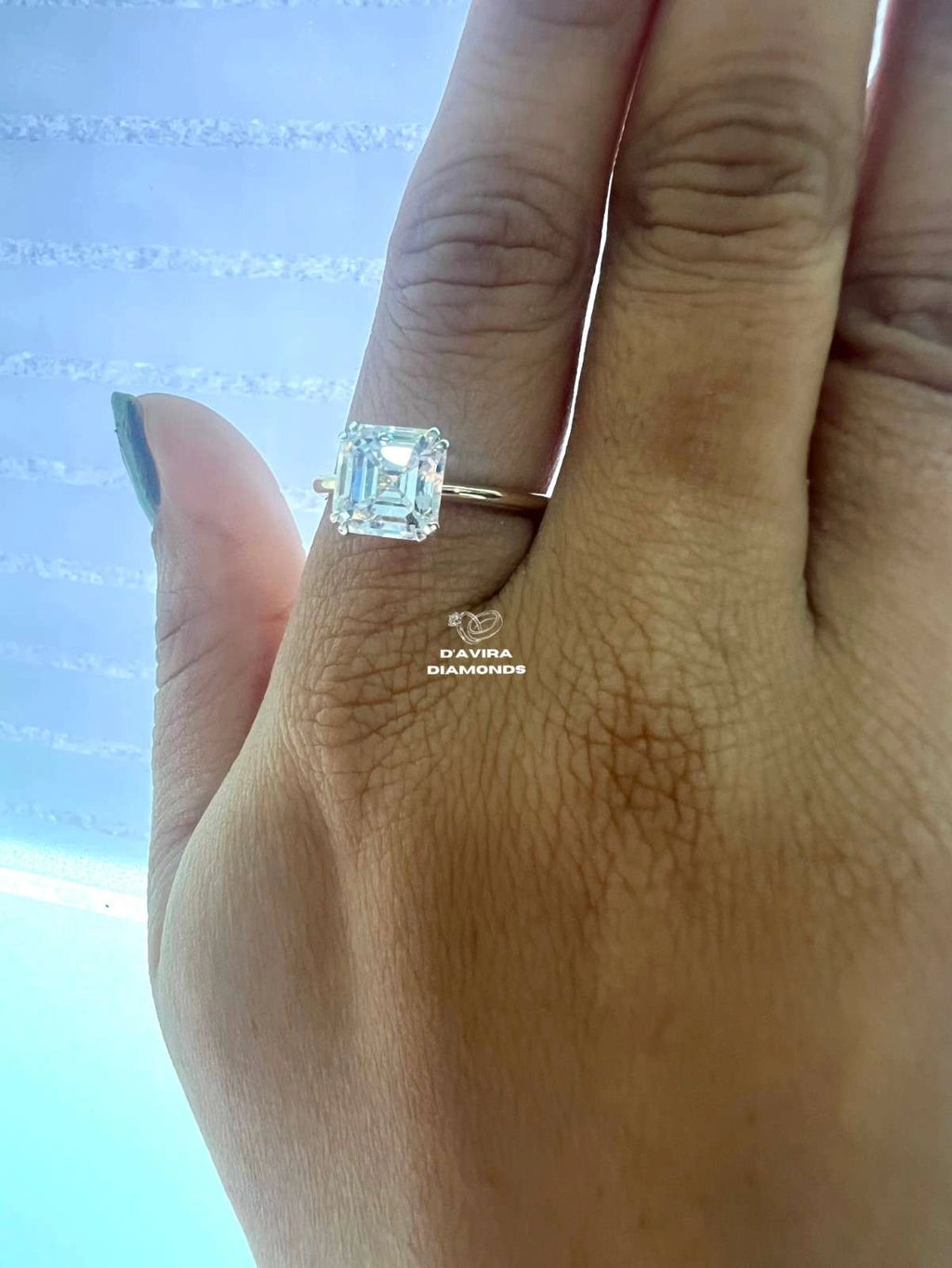 Asscher Cut Solitaire Diamond Engagement Ring