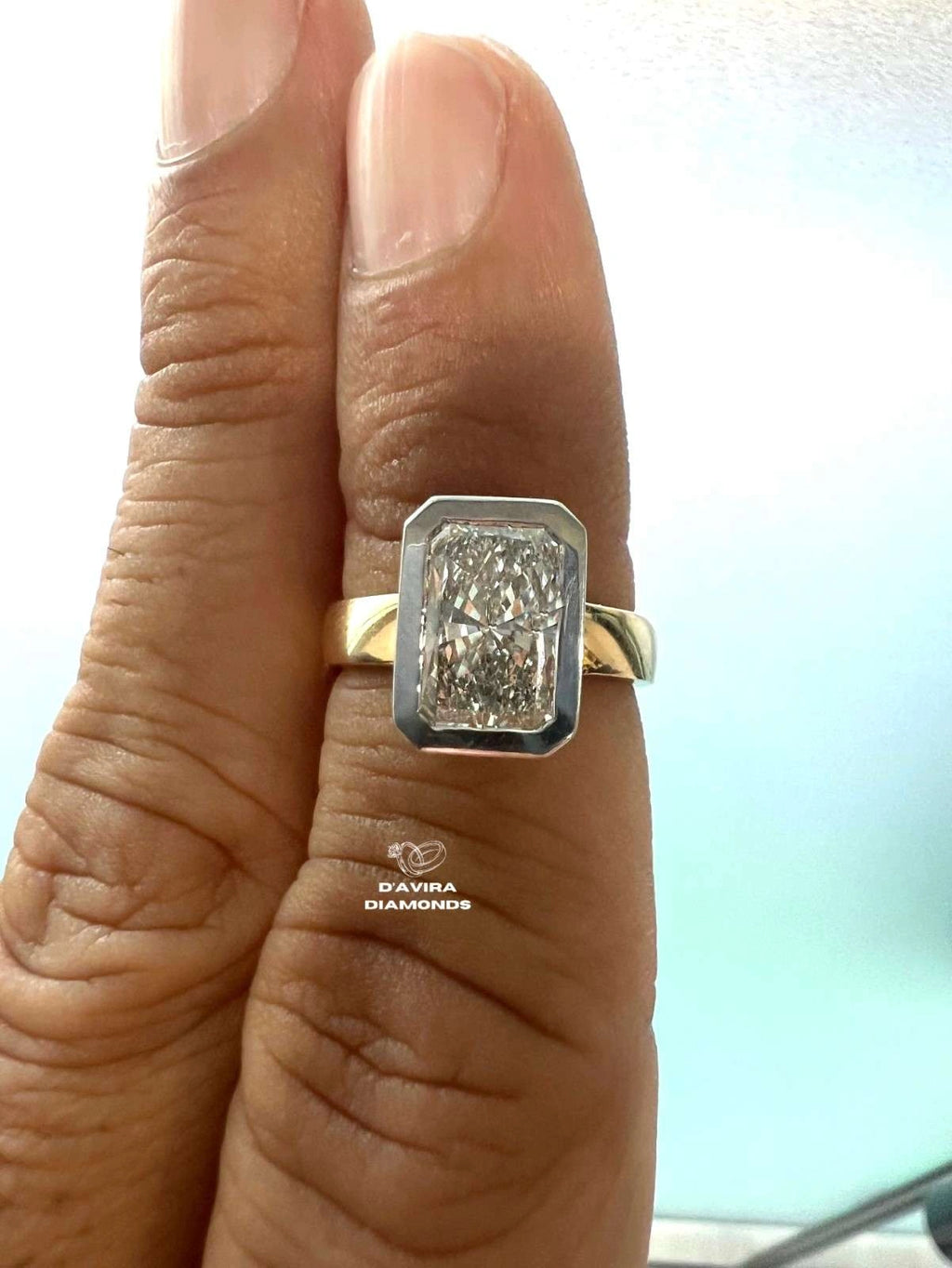 Radiant Cut Lab Diamond Bezel Set Solitaire Ring