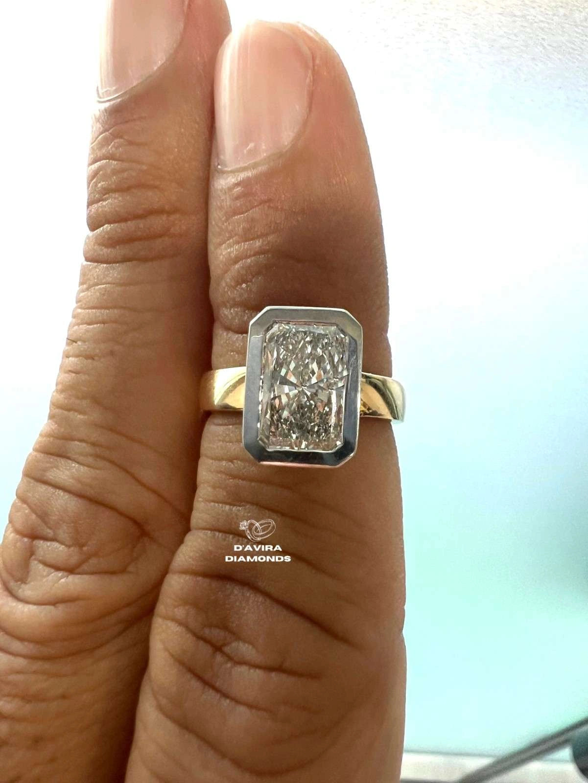 Radiant Cut Lab Diamond Bezel Set Solitaire Ring