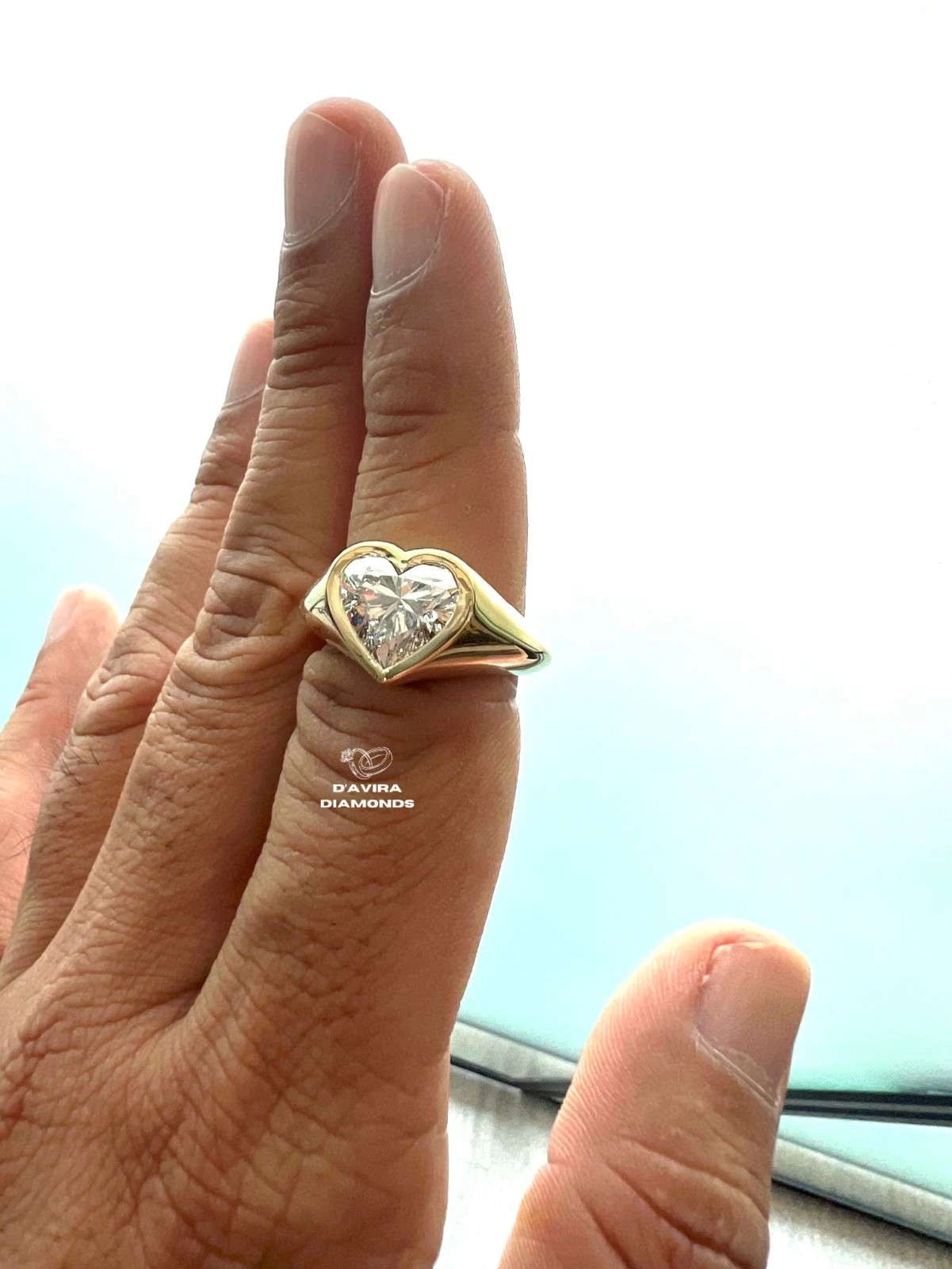 Heart Cut Bezel Lab Diamond Engagement Ring
