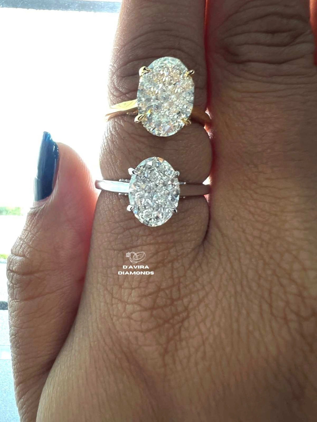 Oval Cut Hidden Halo Diamond Wedding Ring