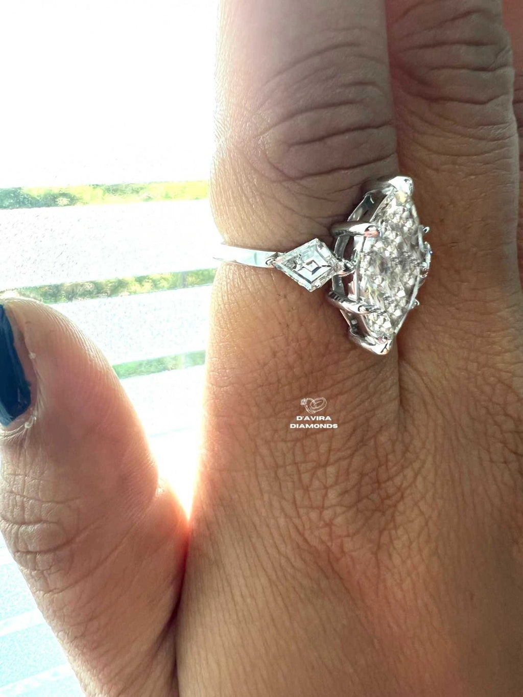Three Stone Marquise Shape Diamond Engagement Ring