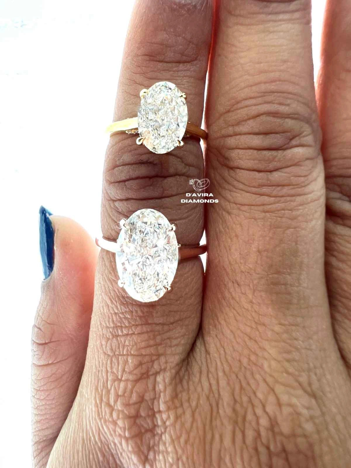 Oval Cut Lab Diamond Hidden Halo Engagement Ring