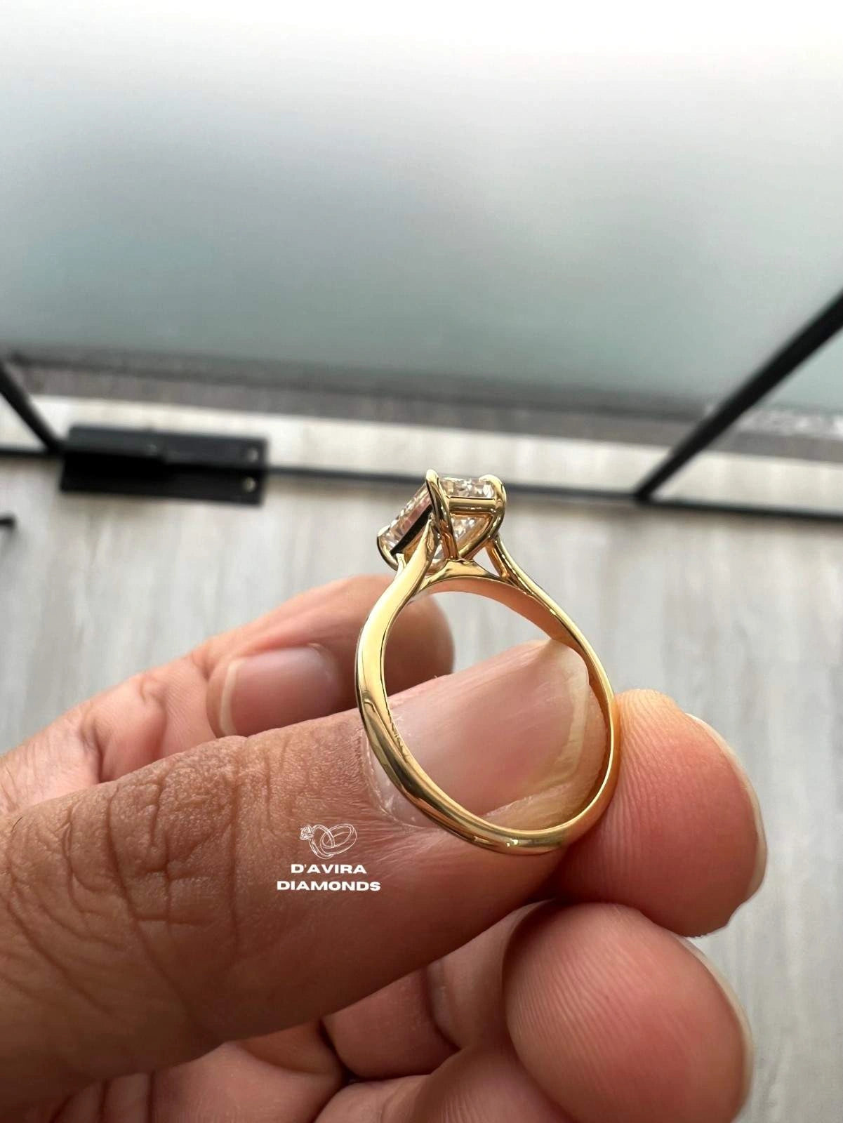 Emerald Cut Lab Diamond Solitaire Split Shank Ring