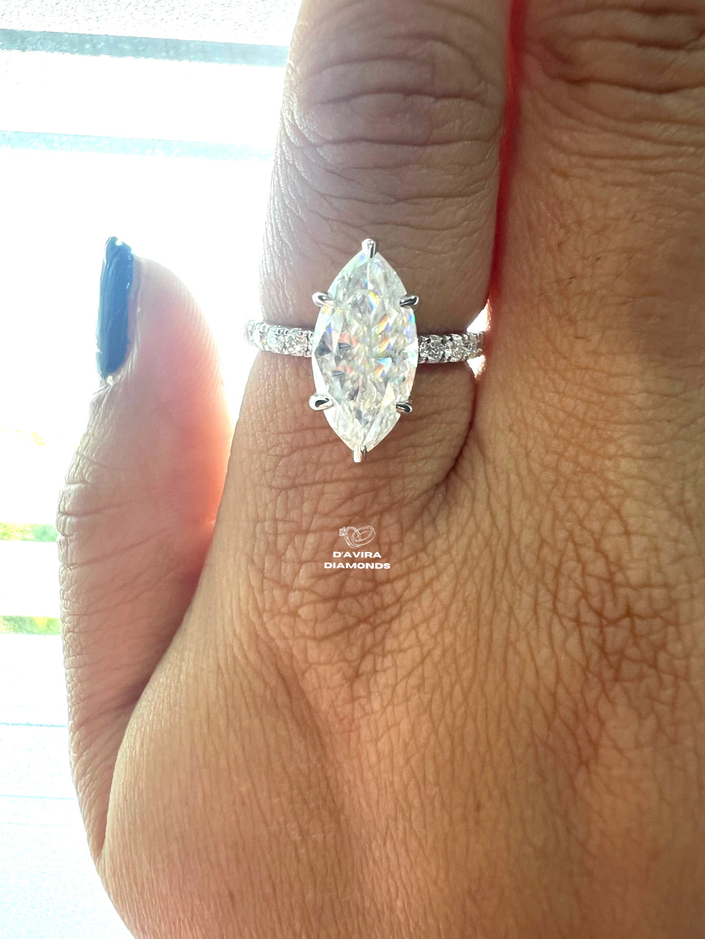 front view of the Marquise Cut Diamond Ring