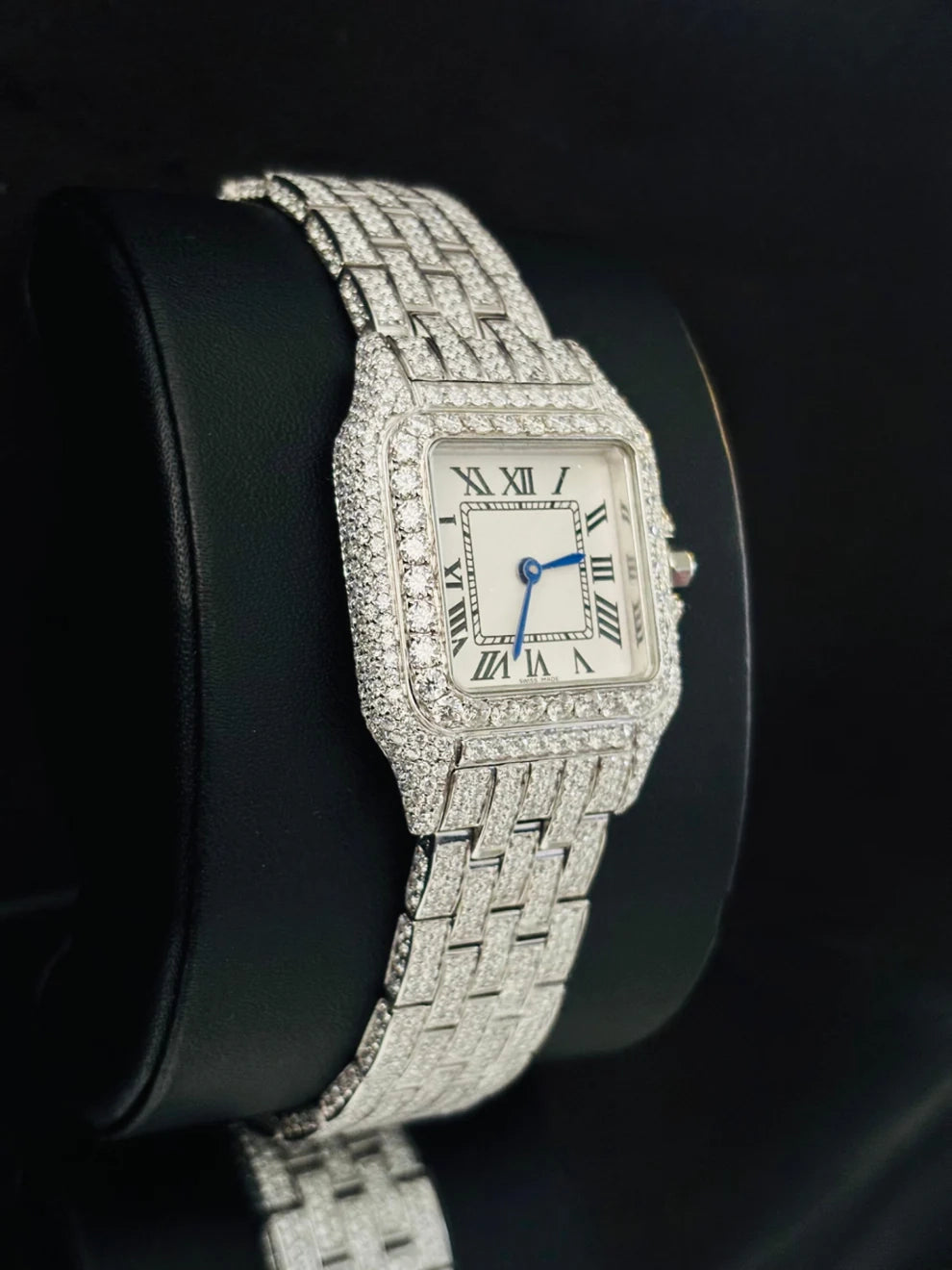 38MM White Dial Iced Out Moissanite Womens Watch