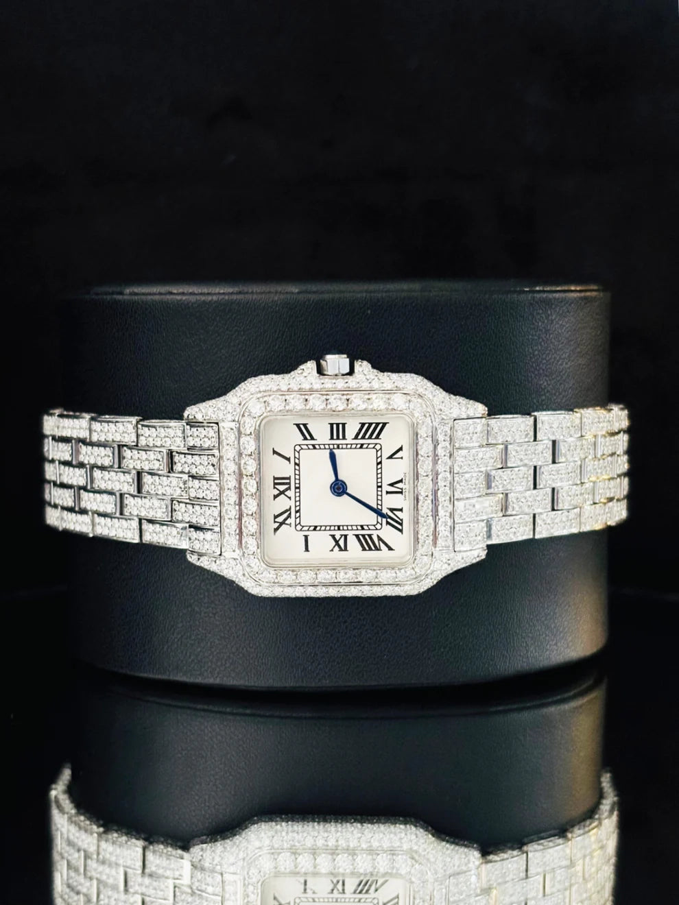 38MM White Dial Iced Out Moissanite Womens Watch