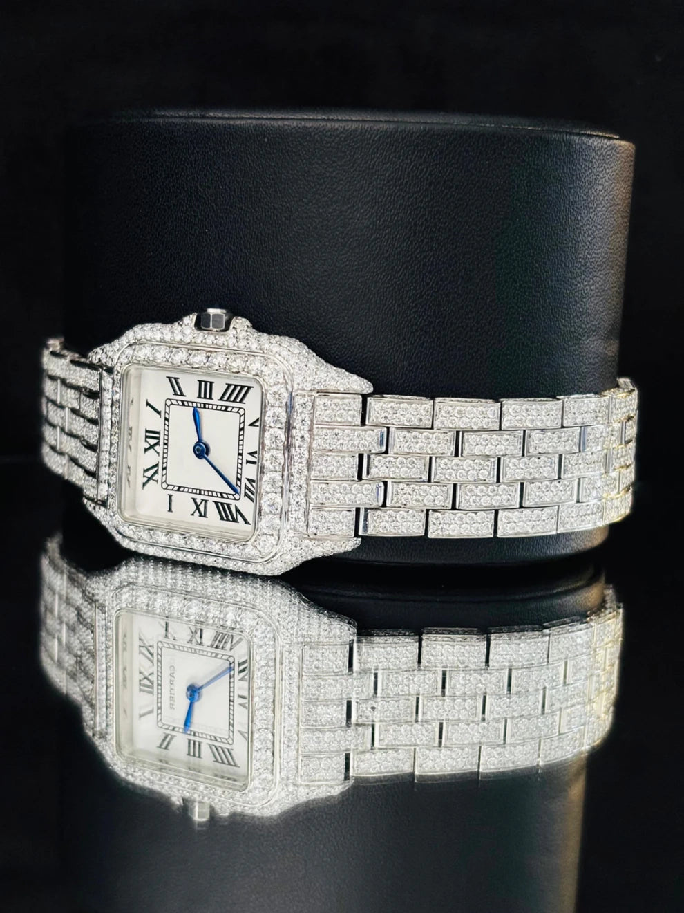 38MM White Dial Iced Out Moissanite Womens Watch