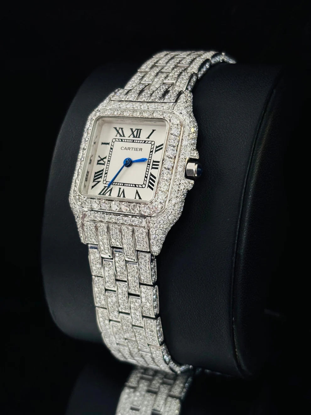38MM White Dial Iced Out Moissanite Womens Watch
