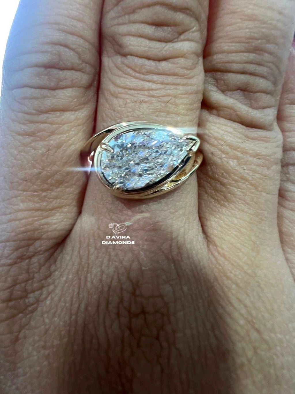 Pear Cut Bypass Shank Lab Diamond Luxury Ring