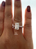 Emerald Cut Lab Diamond Hidden Halo Wedding Ring