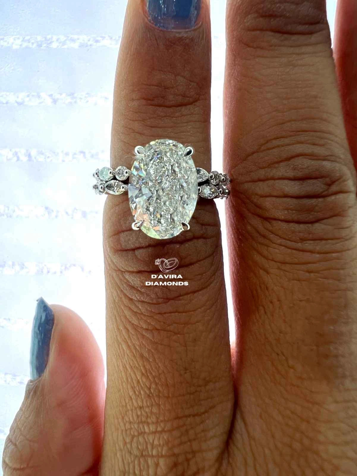 Oval Shape Lab Grown Diamond Hidden Halo Bridal Ring