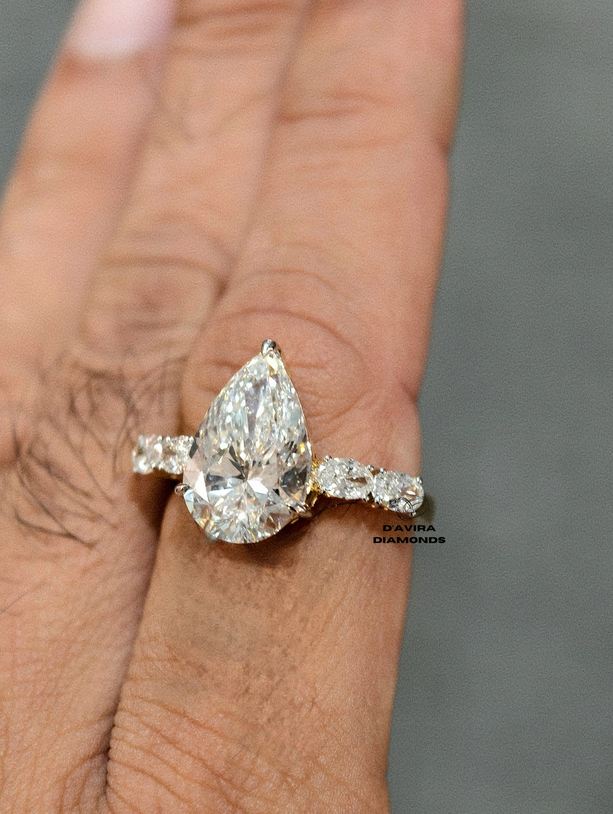 Pear And Oval Cut Lab Diamond Five Stone Ring