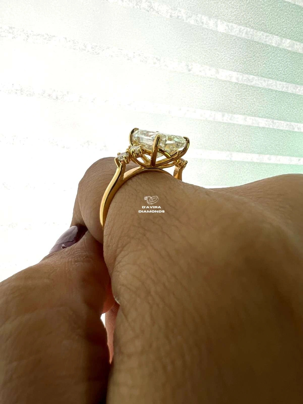 Elongated Cushion Diamond Basket Set Solitaire Ring