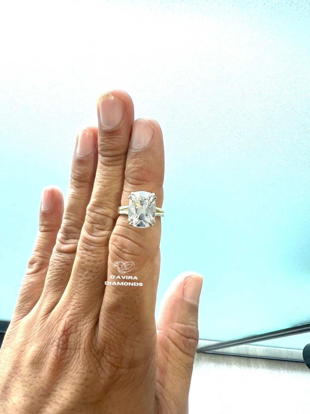Elognated Cushion Cut Split Shank Diamond Ring For Her