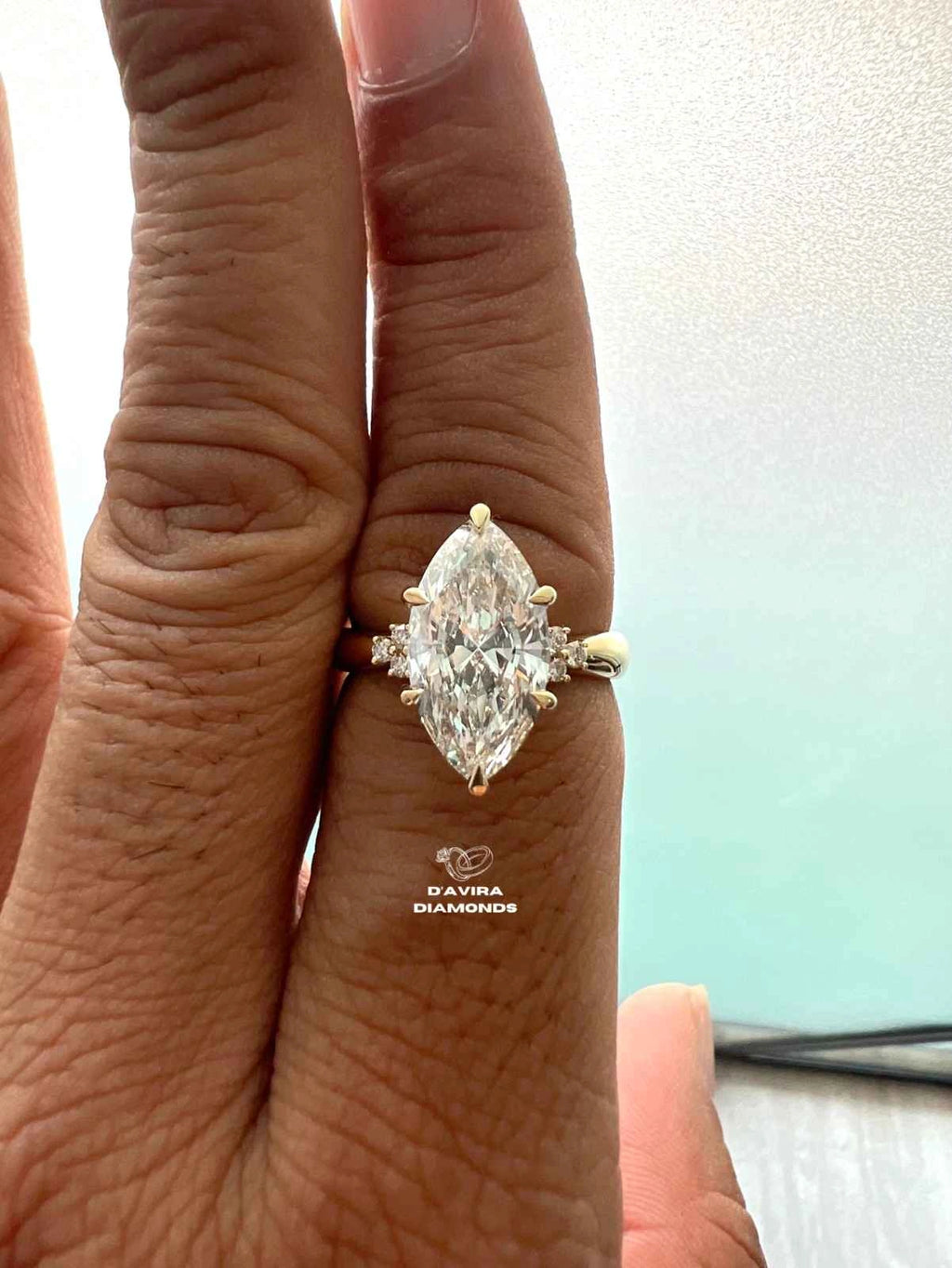 Marquise Cut Cluster Diamond Wedding Ring